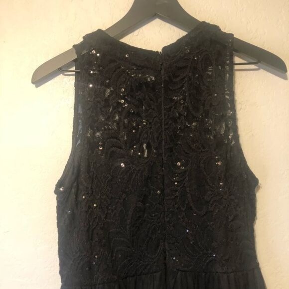 black tulle sequined Hi Low maxi dress Gown / Prom Event Homecoming Size Large - Picture 10 of 12